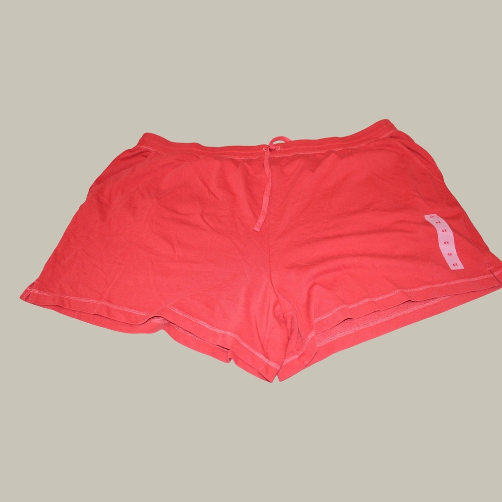 Old Navy Plus Size 4X Coral Pink French Terry Lounge Shorts Drawstring Pockets